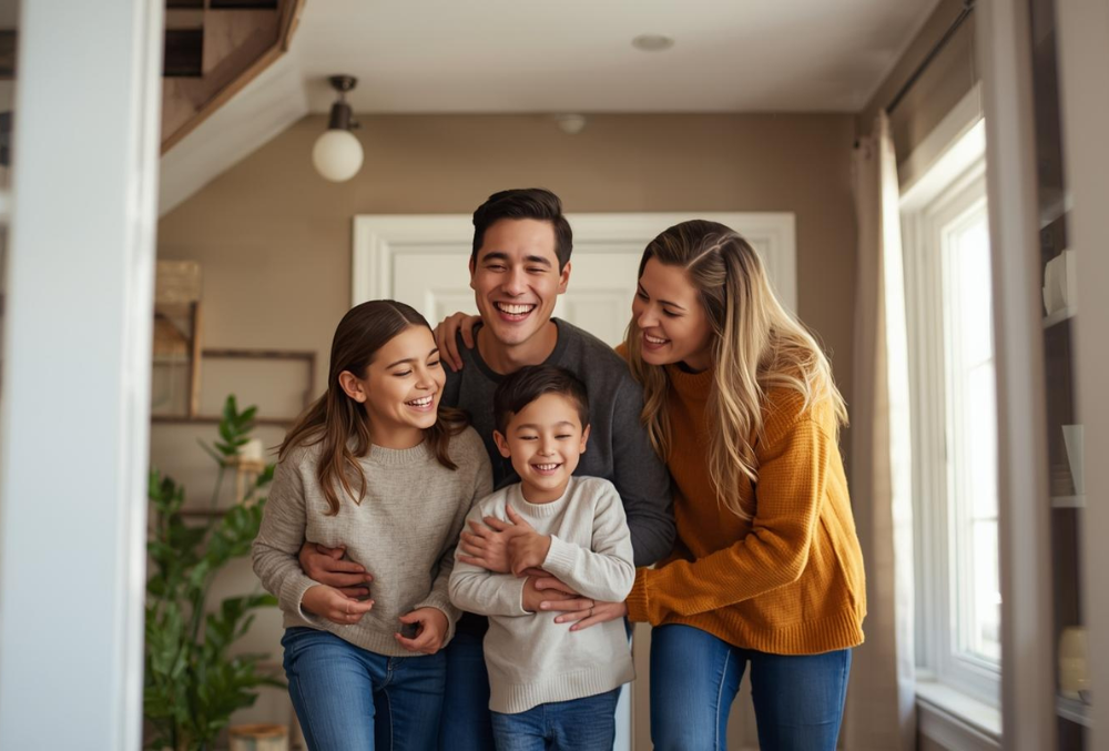 Happy Camp Hill family enjoying their comfortable home after professional HVAC system installation by Leaps & Bounds in 2025. Happy family enjoying their comfortable home after professional HVAC system installation by Leaps & Bounds in 2025.