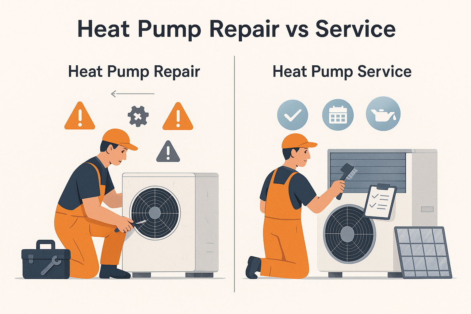 Difference Between Heat Pump Repair and Service: What Every Heat Pump Owner Should Know